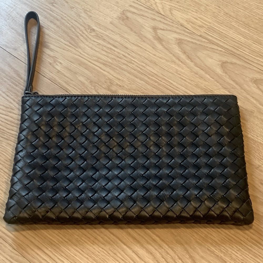 Bottega Veneta Navy Blue Leather Pouch